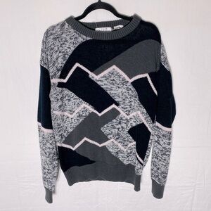 Vintage 90s Club International Abstract Print Crew Neck Dad Sweater L